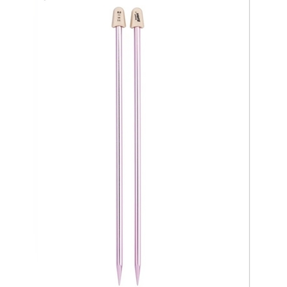 Susan Bates 14-Inch Silvalume Single Point Knitting Needle 8mm, Silver Pink - Picture 2 of 4